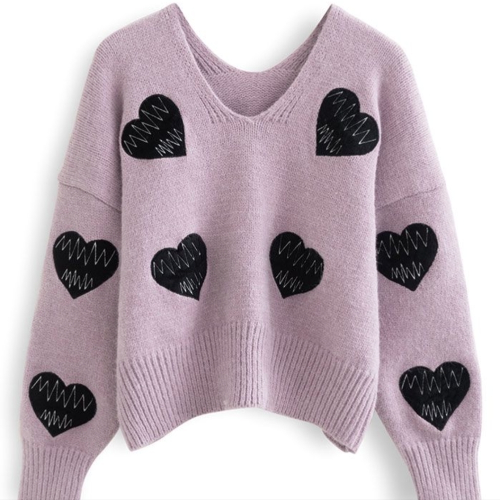 Chicwhish Heartbeat Patch Sweater